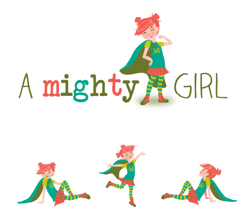 a mighty girl. logo & character illustration