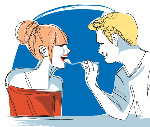 couple sharing dessert